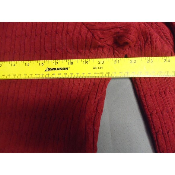 Apt 9 Cardigan Sweater Cable Knit Ship Red Notch Collar Button Front Size 1X New - Picture 8 of 11